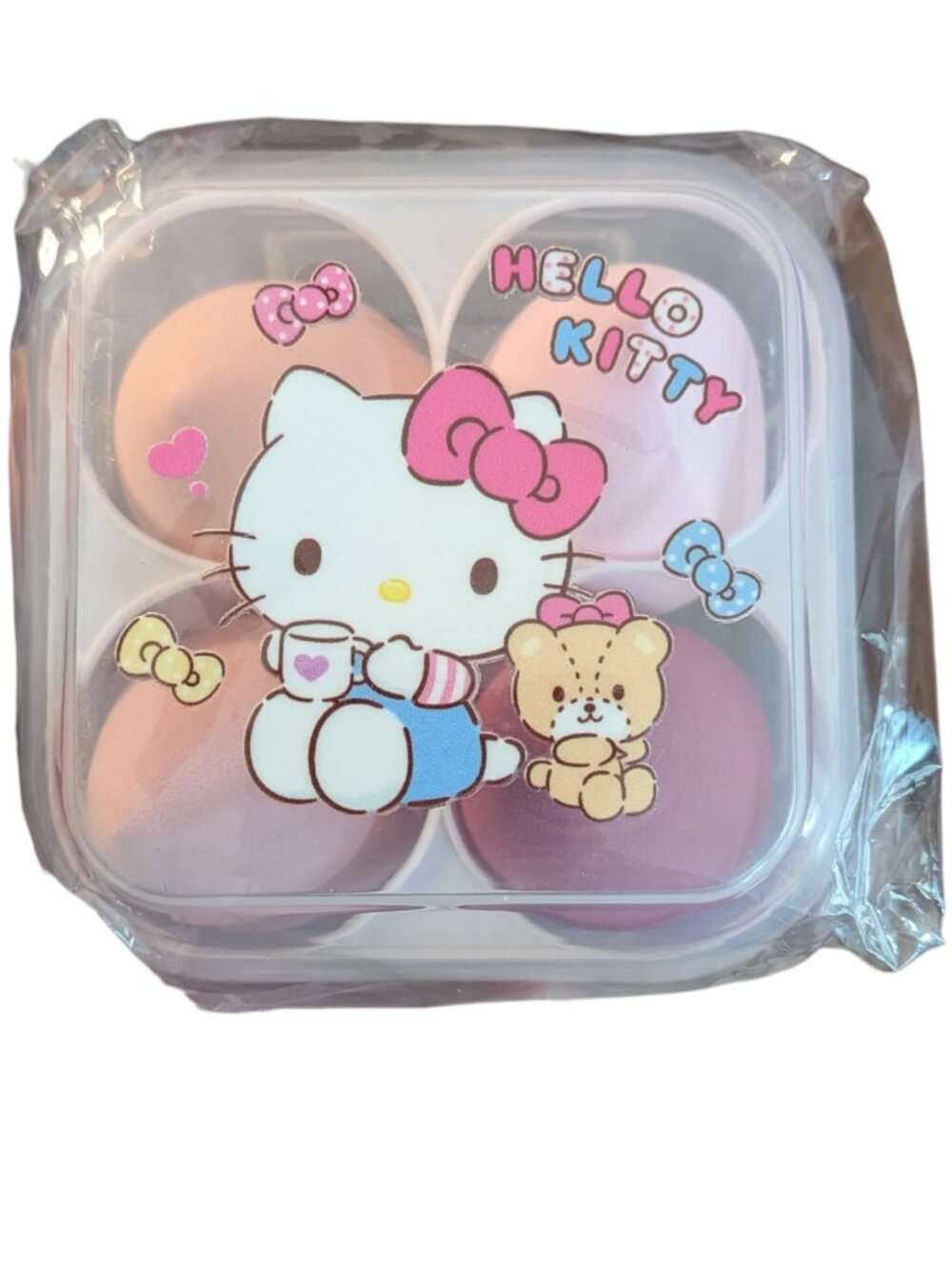 NeW in pkg - Hello Kitty Container with 4 Make up Sponges